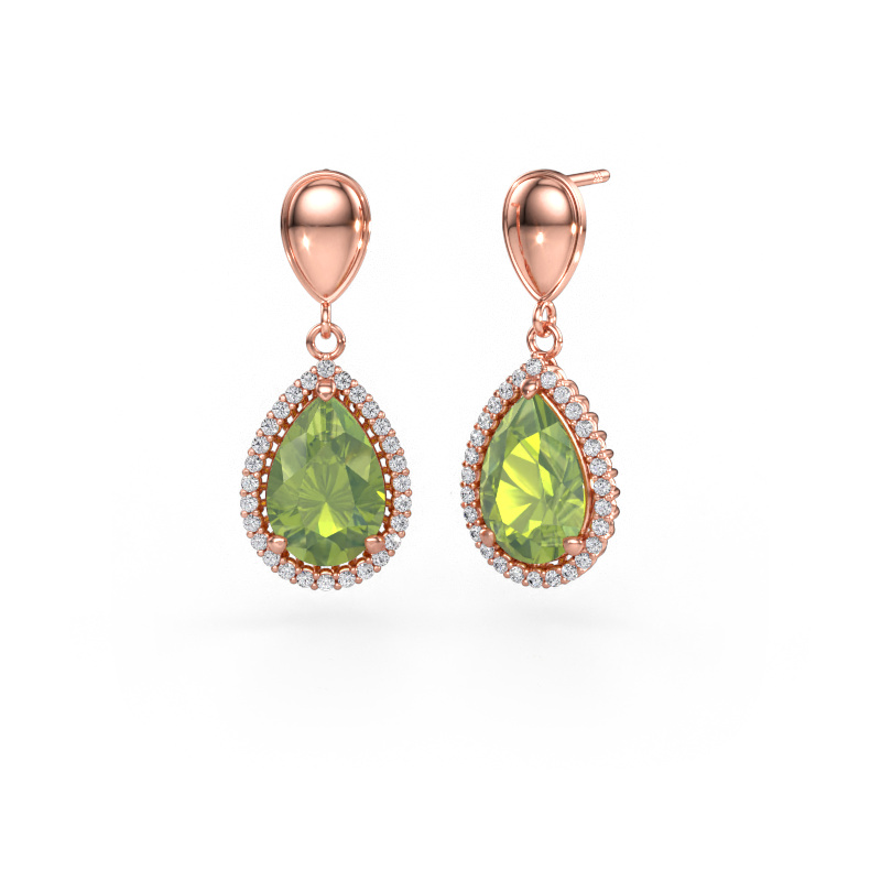 Bild av Hängande örhängen Tilly per 1 585 roséguld Peridot 12x8 mm