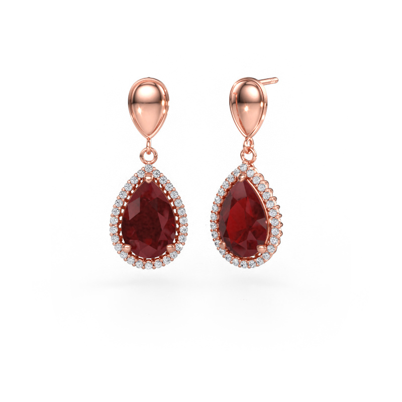 Immagine di Orecchini pendenti Tilly per 1 585 oro rosa Rubino 12x8 mm