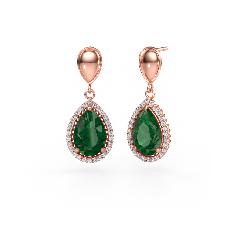 Immagine di Orecchini pendenti Tilly per 1 585 oro rosa Smeraldo 12x8 mm