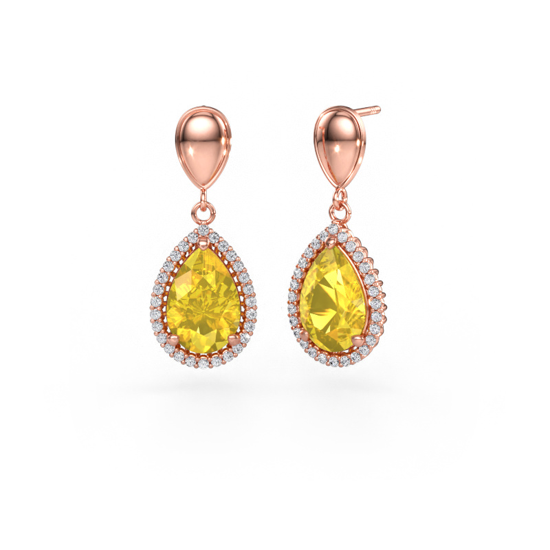 Bild av Hängande örhängen Tilly per 1 585 roséguld Gul safir 12x8 mm