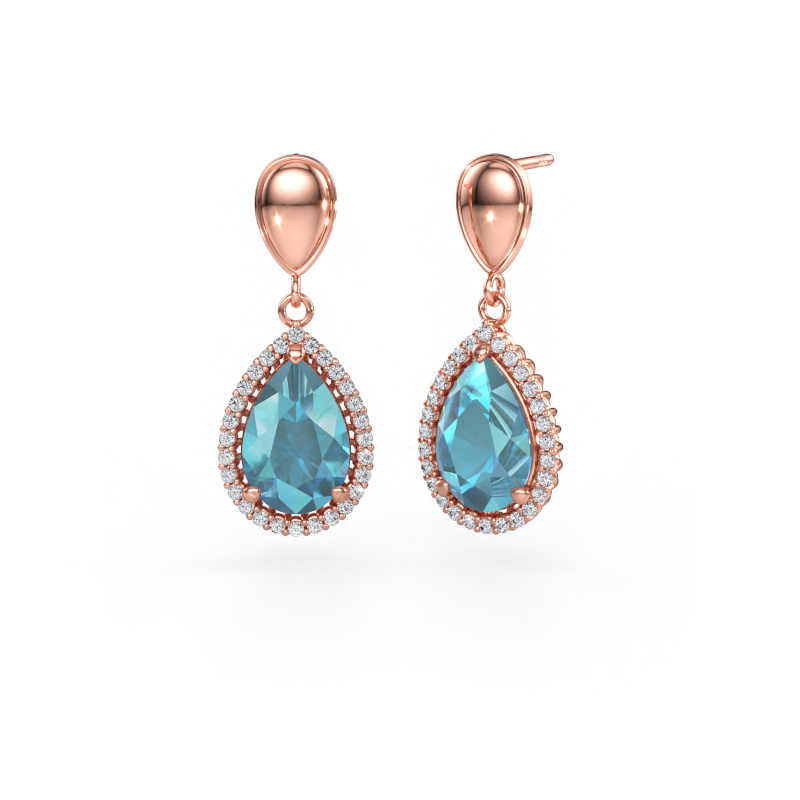 Bild av Hängande örhängen Tilly per 1 585 roséguld Blå topas 12x8 mm