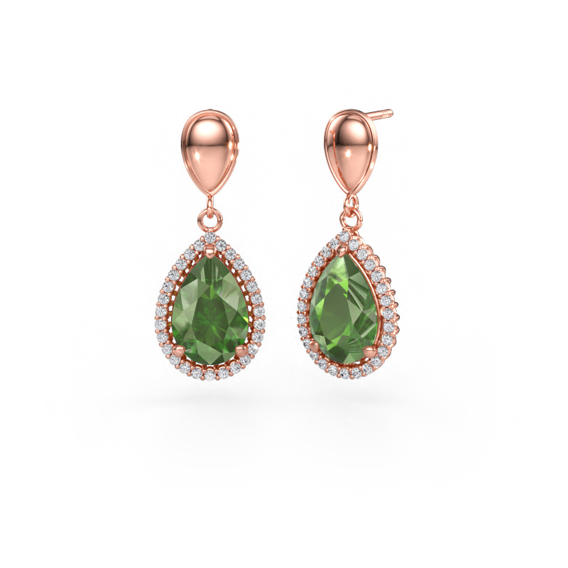 Immagine di Orecchini pendenti Tilly per 1 585 oro rosa Tormalina verde 12x8 mm