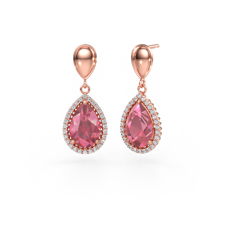 Imagen de Pendientes colgantes Tilly per 1 585 oro rosa Turmalina rosa 12x8 mm
