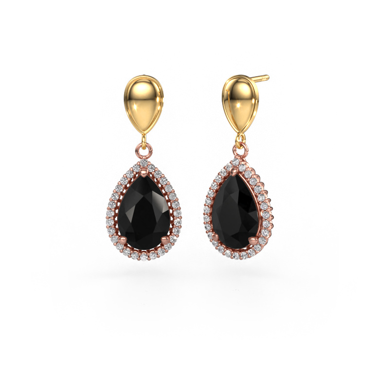 Image of Drop earrings Tilly per 1 585 rose gold Black diamond 7.62 crt