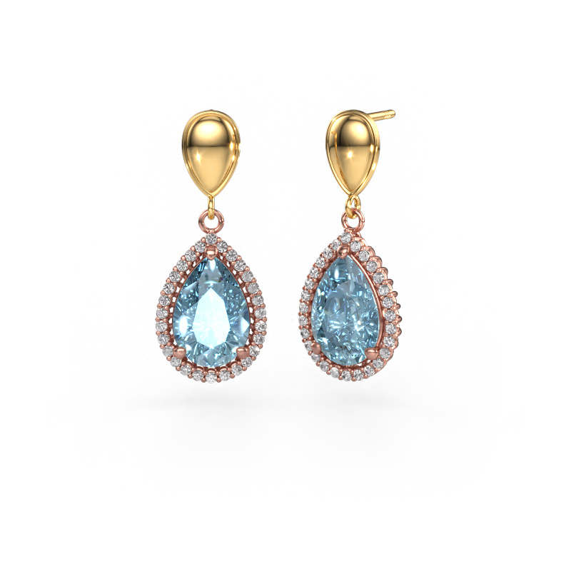 Bild von Ohrhänger Tilly per 1 585 Roségold Blauer Labordiamant 12x8 mm