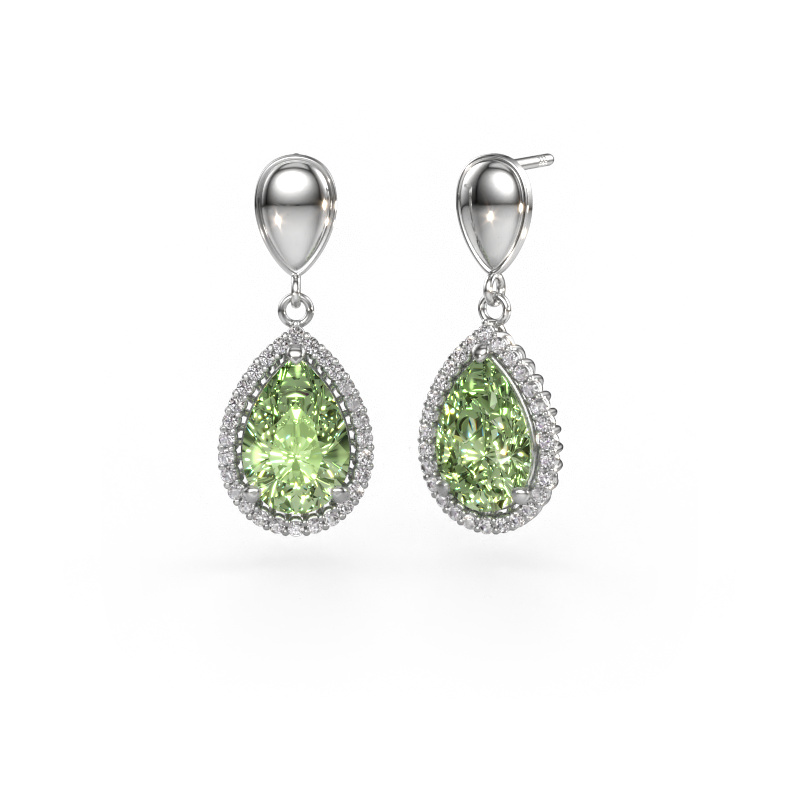 Image of Drop earrings Tilly per 1 950 platinum Green lab grown diamond 12x8 mm