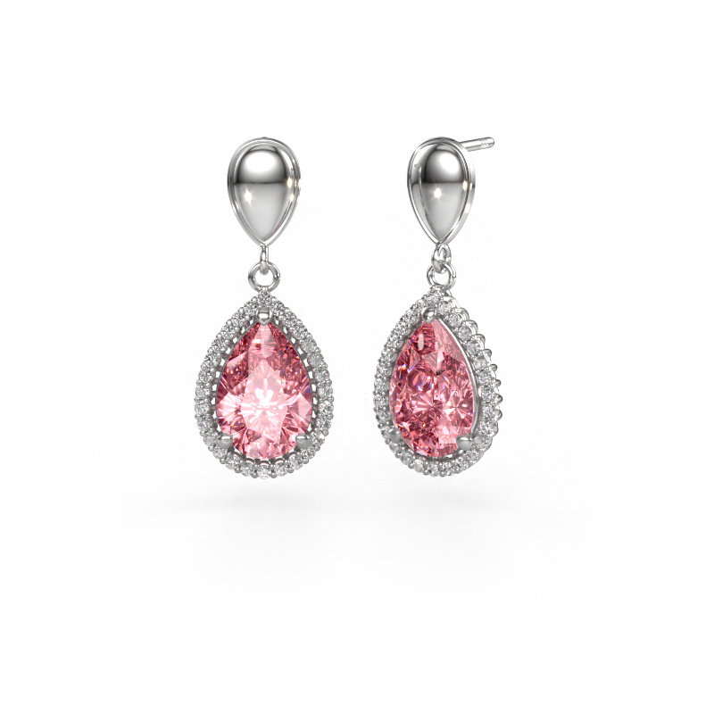 Image of Drop earrings Tilly per 1 950 platinum Pink lab grown diamond 12x8 mm