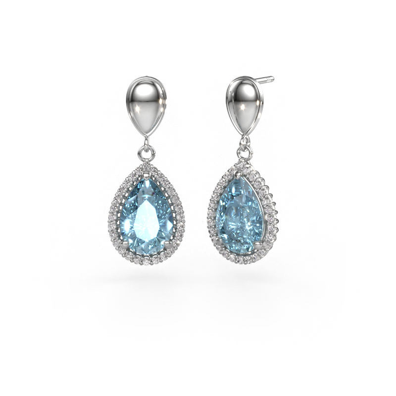 Bild von Ohrhänger Tilly per 1 950 Platin Blauer Labordiamant 12x8 mm