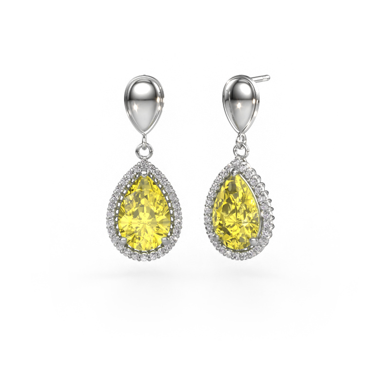 Image of Drop earrings Tilly per 1 950 platinum Yellow lab grown diamond 12x8 mm