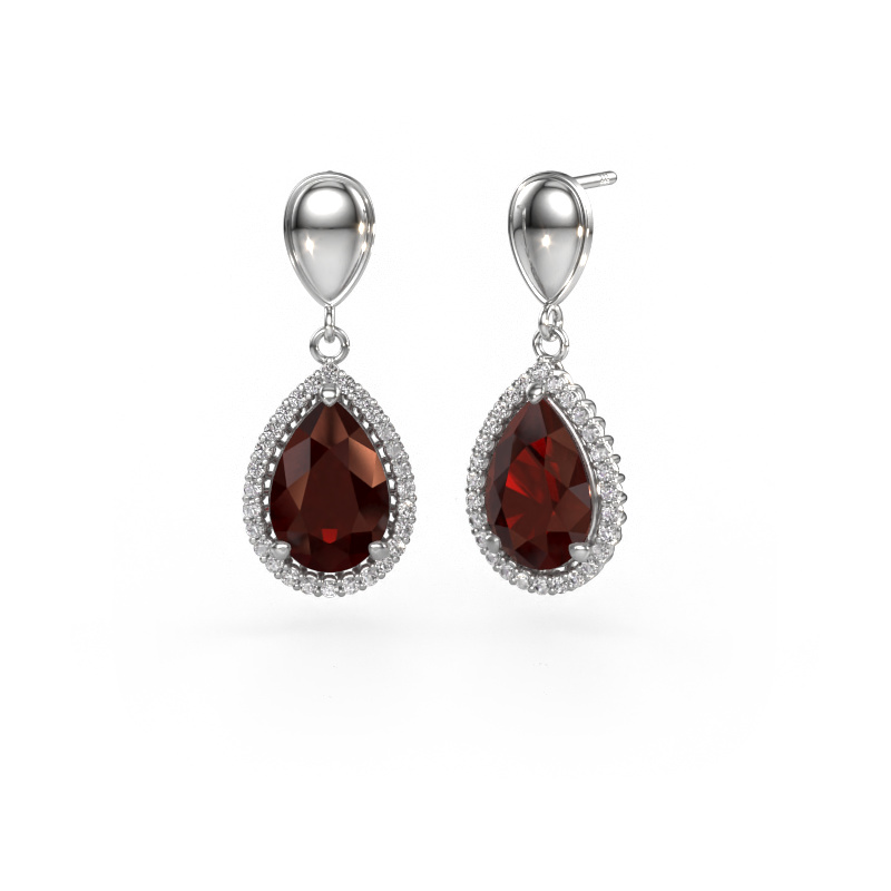 Image of Drop earrings Tilly per 1 950 platinum Garnet 12x8 mm