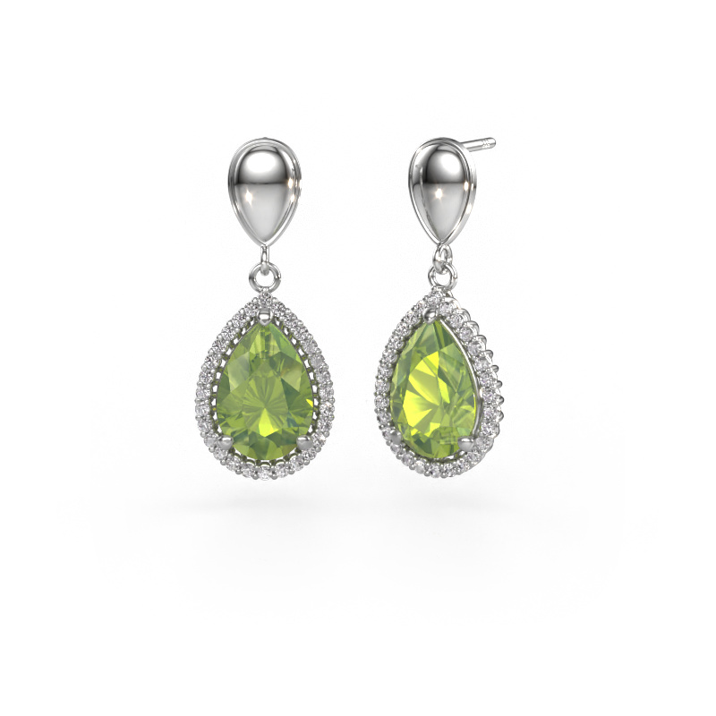 Image of Drop earrings Tilly per 1 950 platinum Peridot 12x8 mm