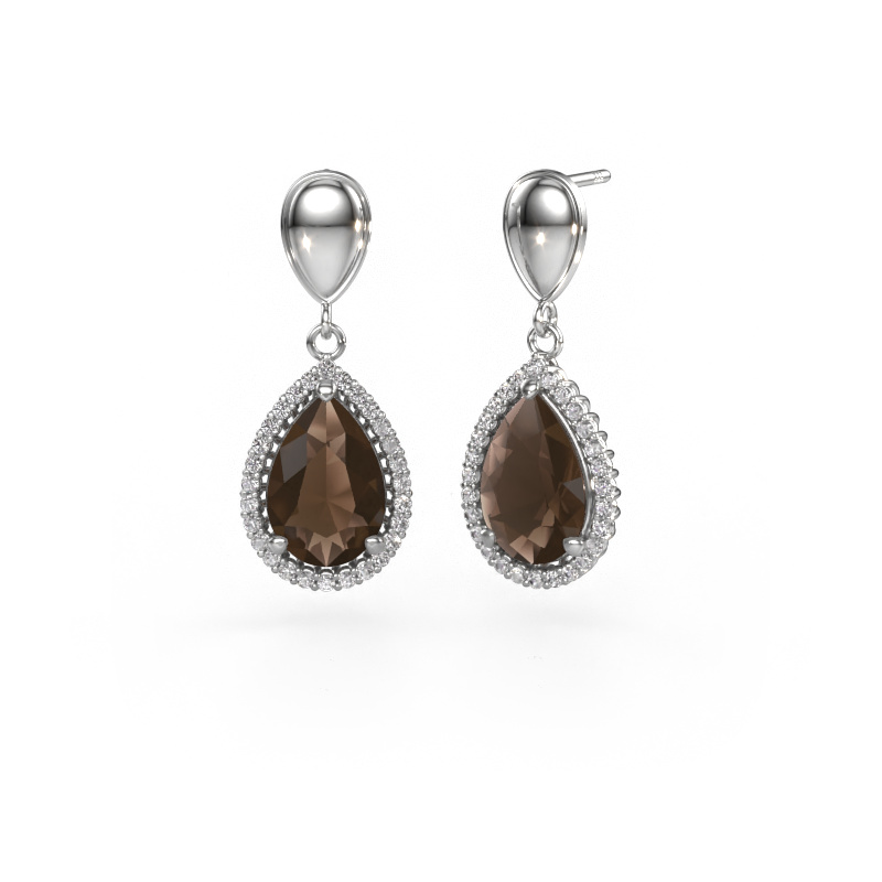 Image of Drop earrings Tilly per 1 950 platinum Smokey quartz 12x8 mm