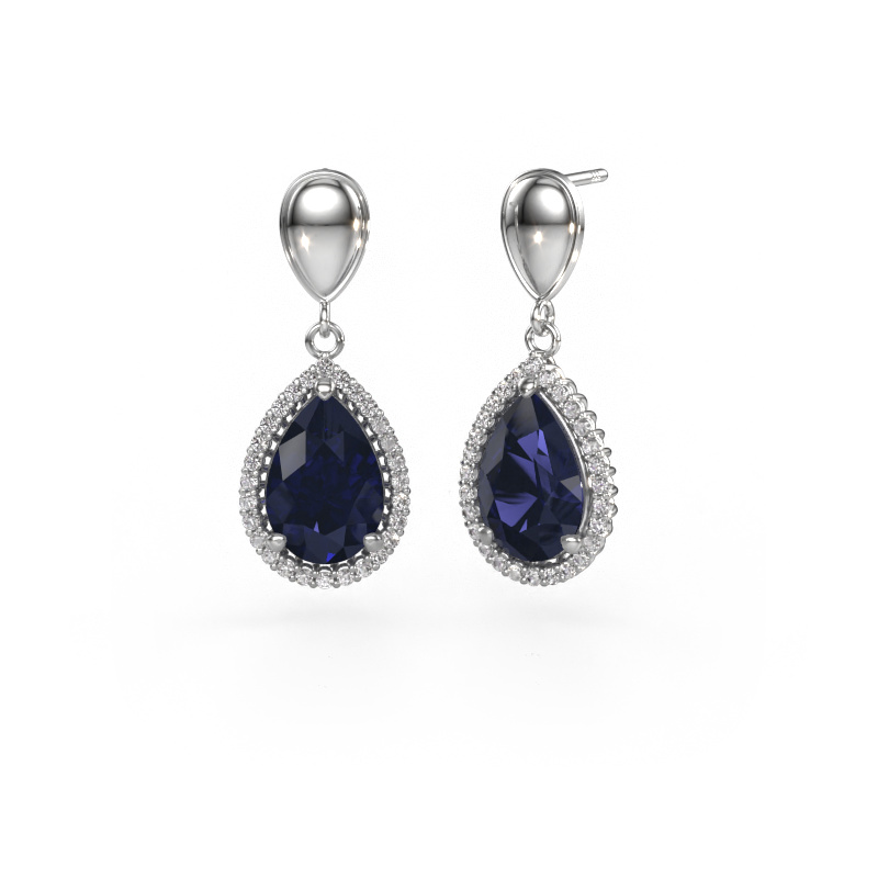 Image of Drop earrings Tilly per 1 950 platinum Sapphire 12x8 mm