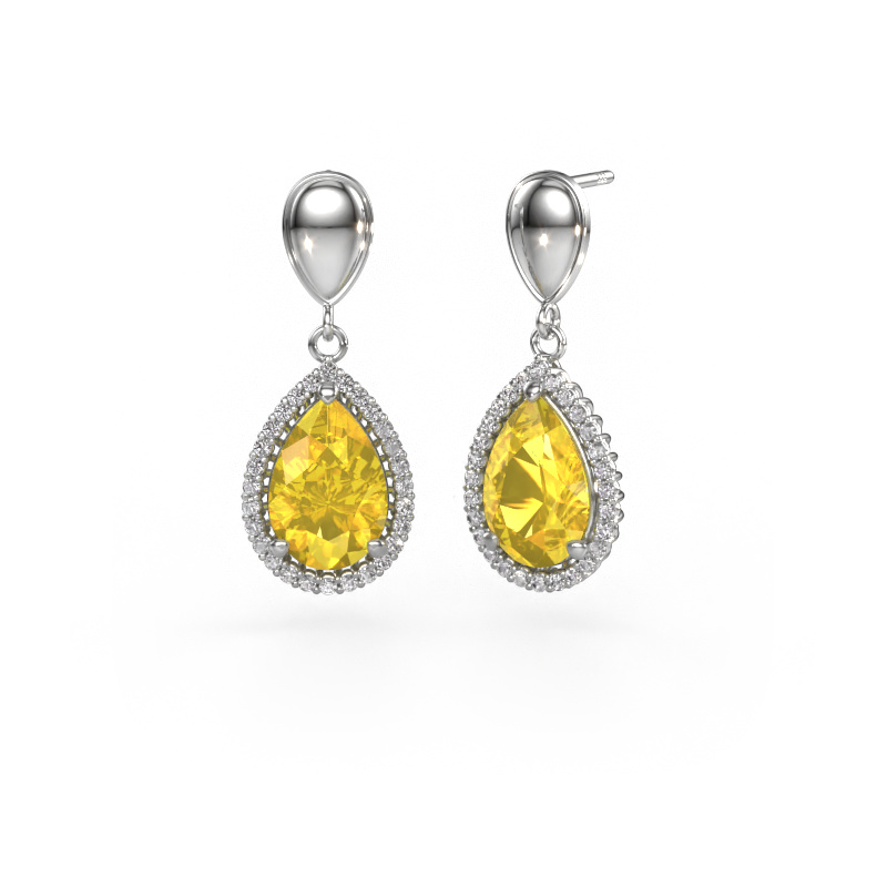 Image of Drop earrings Tilly per 1 950 platinum Yellow sapphire 12x8 mm