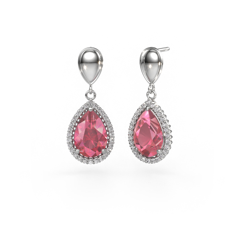 Image of Drop earrings Tilly per 1 950 platinum Tourmaline pink 12x8 mm
