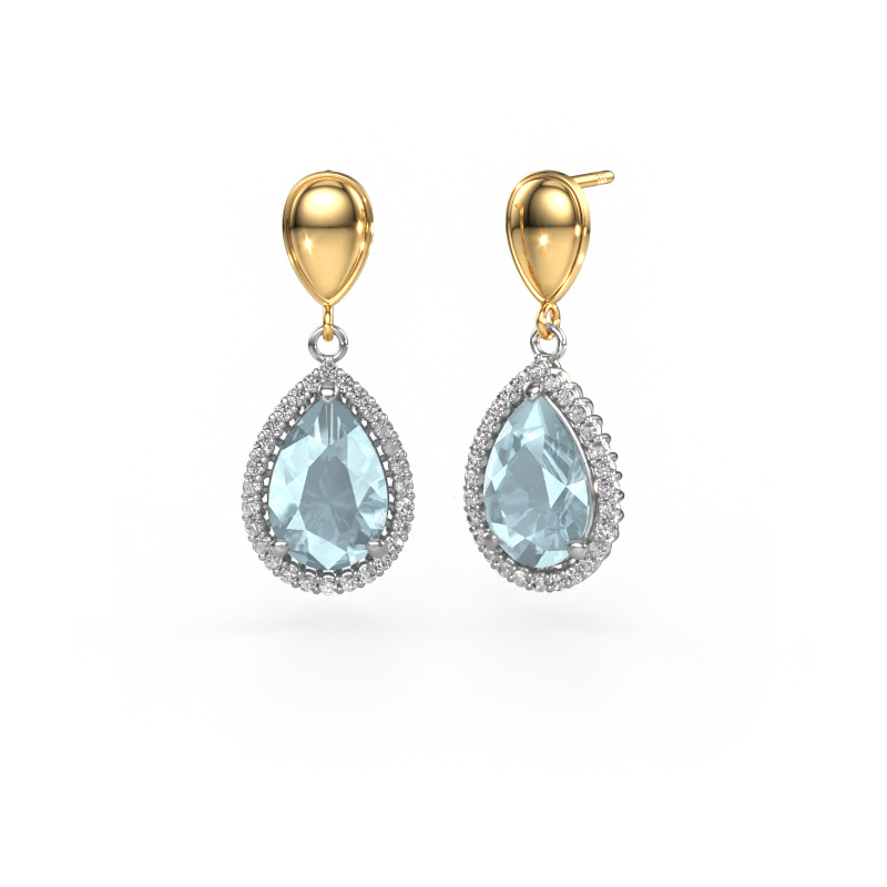 Image of Drop earrings Tilly per 1 585 white gold Aquamarine 12x8 mm