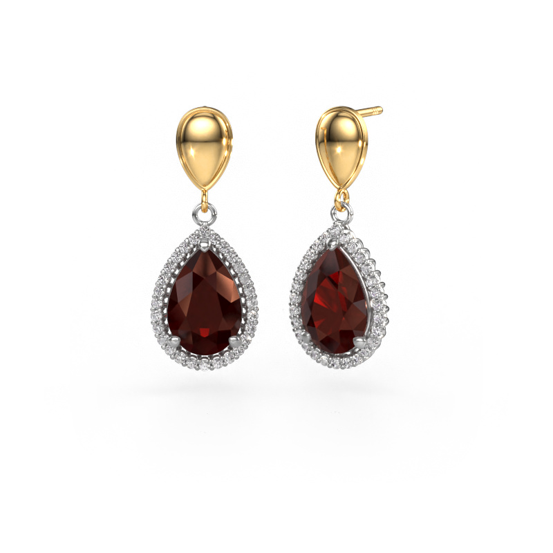 Image of Drop earrings Tilly per 1 585 white gold Garnet 12x8 mm