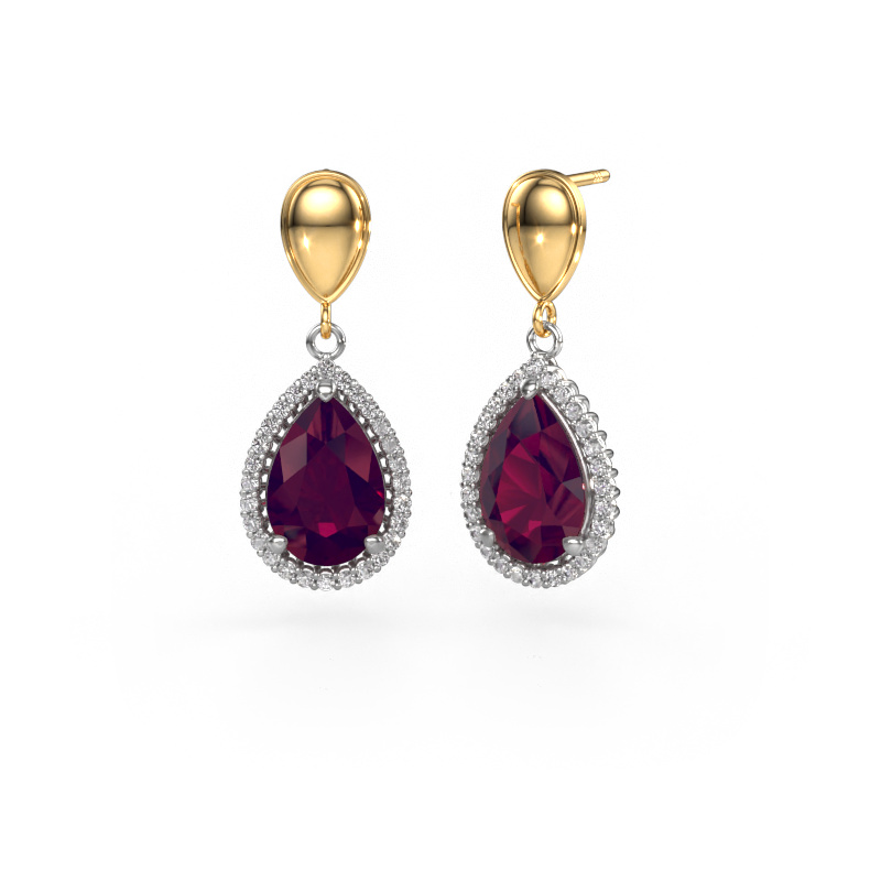 Image de Pendants d'oreilles Tilly per 1 585 or blanc Rhodolite 12x8 mm