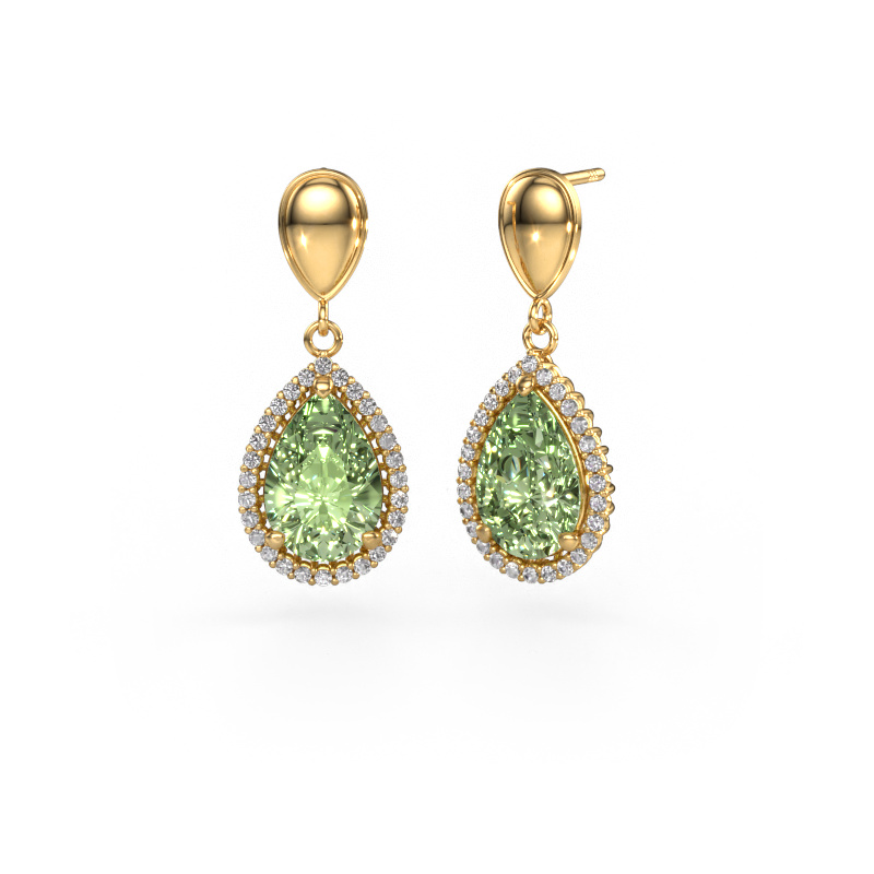 Image of Drop earrings Tilly per 1 585 gold Green lab grown diamond 12x8 mm