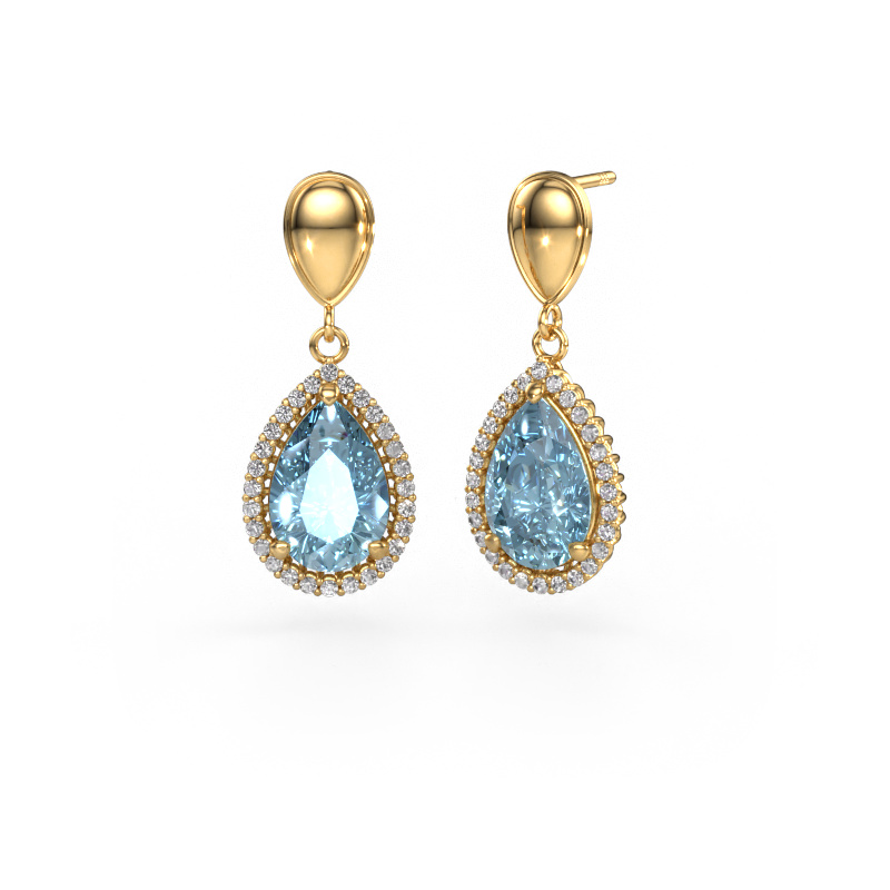 Image de Pendants d'oreilles Tilly per 1 585 or jaune Diamant synthétique bleu 12x8 mm