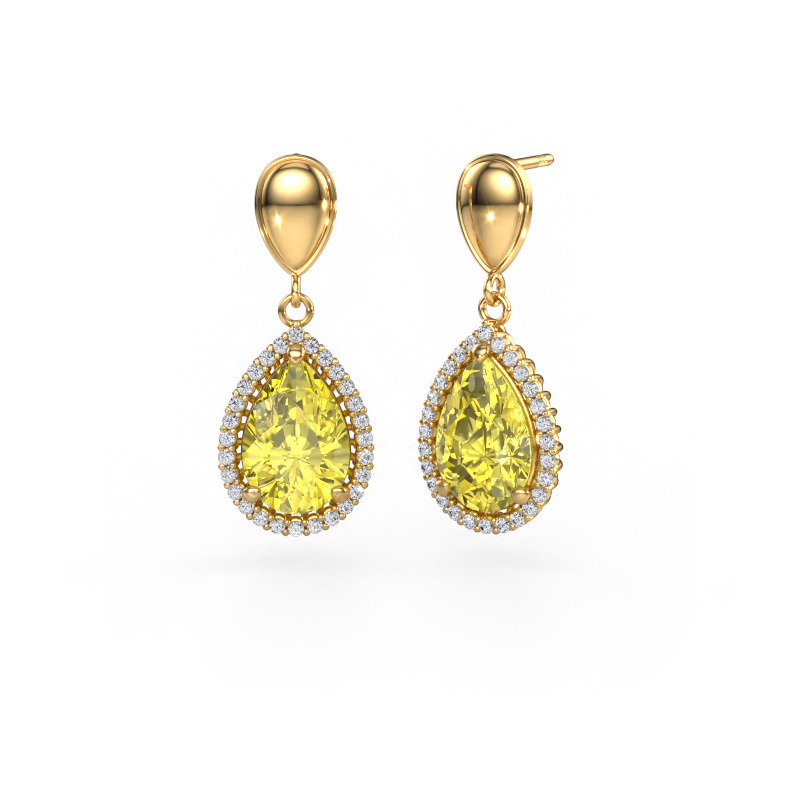 Image of Drop earrings Tilly per 1 585 gold Yellow lab grown diamond 12x8 mm