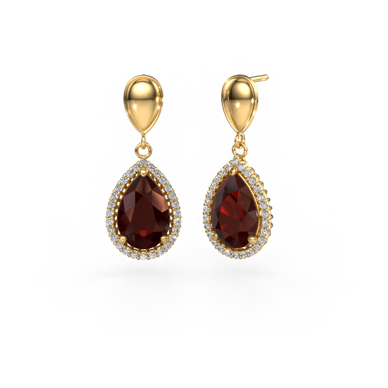 Image of Drop earrings Tilly per 1 585 gold Garnet 12x8 mm