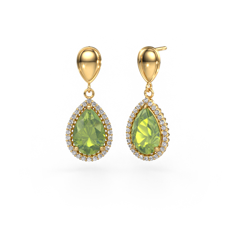 Image of Drop earrings Tilly per 1 585 gold Peridot 12x8 mm
