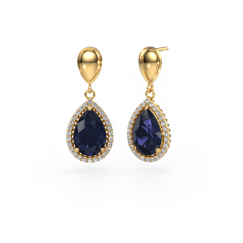 Image of Drop earrings Tilly per 1 585 gold Sapphire 12x8 mm