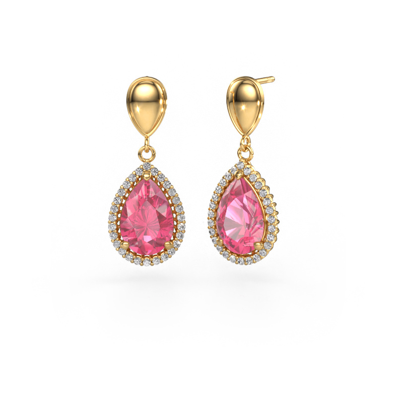 Image of Drop earrings Tilly per 1 585 gold Pink sapphire 12x8 mm