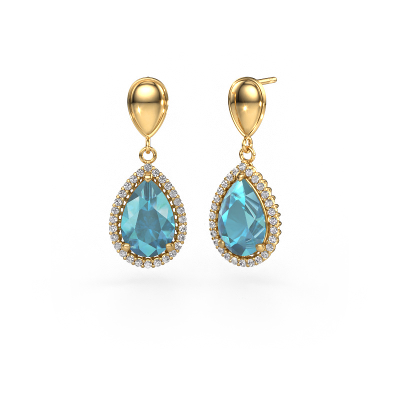 Image of Drop earrings Tilly per 1 585 gold Blue topaz 12x8 mm