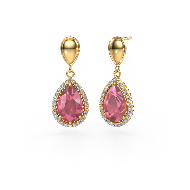 Bild von Ohrhänger Tilly per 1 585 Gold Turmalin rosa 12x8 mm