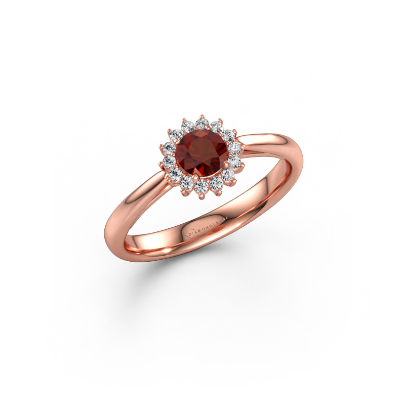 Bild av Förlovningsring Tilly RND 1 585 roséguld Granat 4.2 mm
