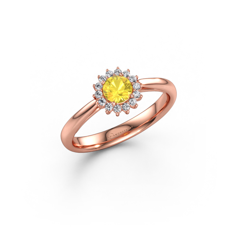Bild av Förlovningsring Tilly RND 1 585 roséguld Gul safir 4.2 mm