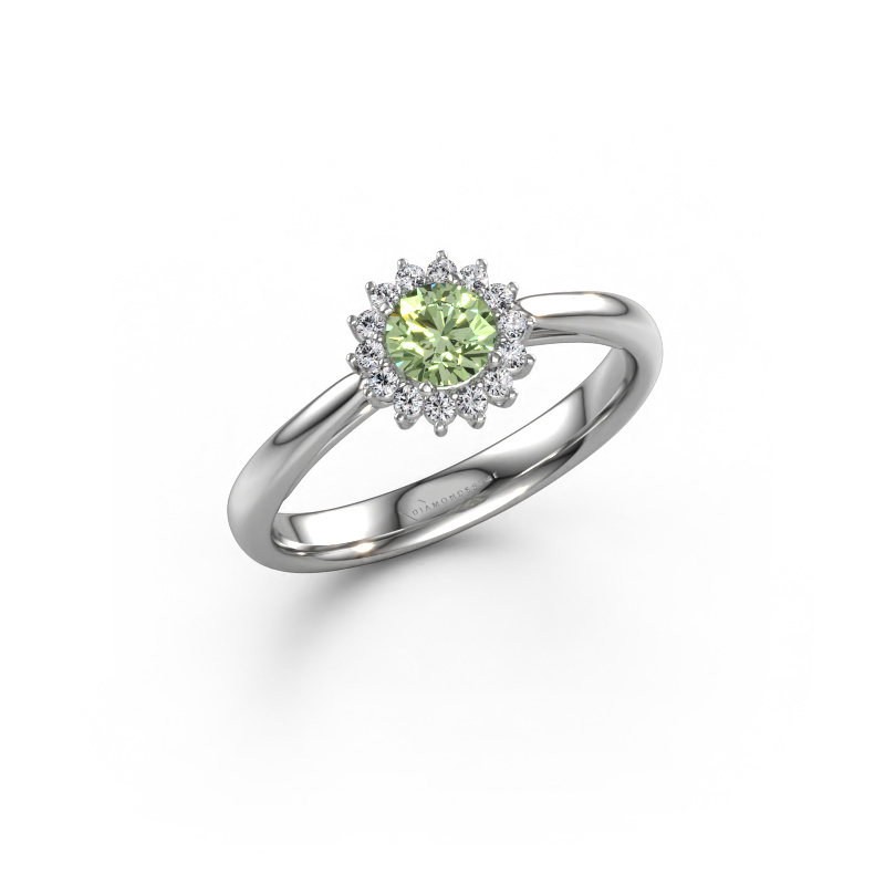 Image of Engagement ring Tilly RND 1 585 white gold Green lab grown diamond 4.2 mm