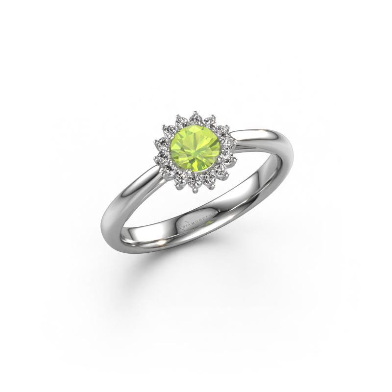 Image of Engagement ring Tilly RND 1 585 white gold Peridot 4.2 mm