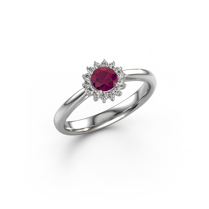 Image of Engagement ring Tilly RND 1 585 white gold Rhodolite 4.2 mm