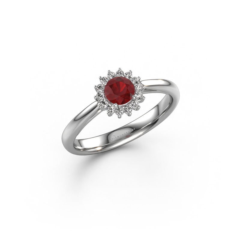Image of Engagement ring Tilly RND 1 585 white gold Ruby 4.2 mm