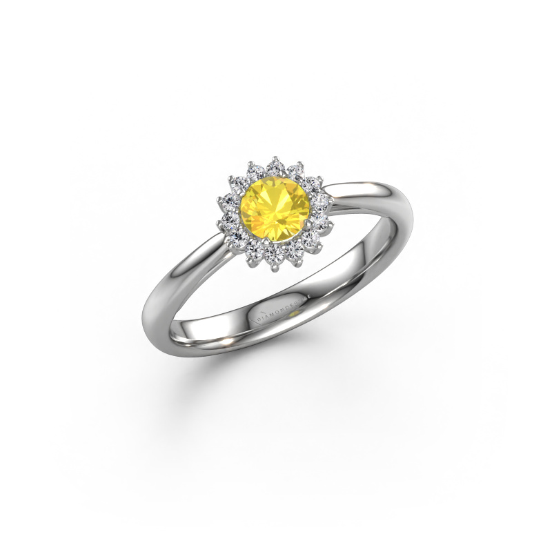 Image de Bague de fiançailles Tilly RND 1 585 or blanc Saphir jaune 4.2 mm