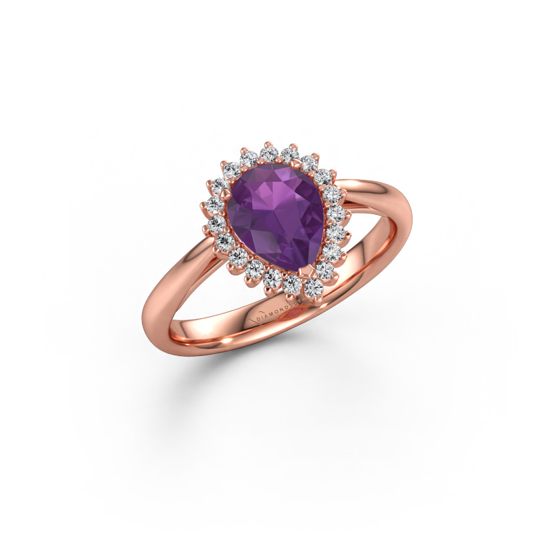 Immagine di Anello di fidanzamento Tilly per 1 585 oro rosa Ametista 8x6 mm