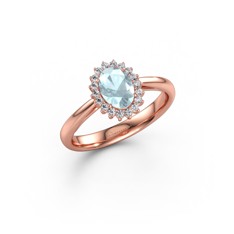 Immagine di Anello di fidanzamento Tilly ovl 1 585 oro rosa Acquamarina 7x5 mm