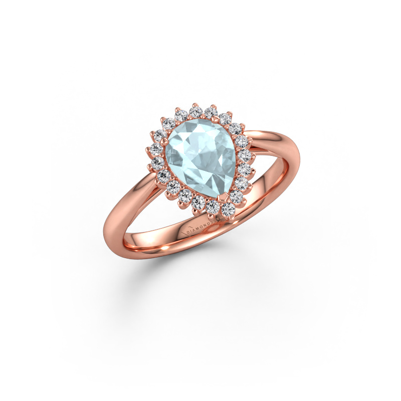 Immagine di Anello di fidanzamento Tilly per 1 585 oro rosa Acquamarina 8x6 mm