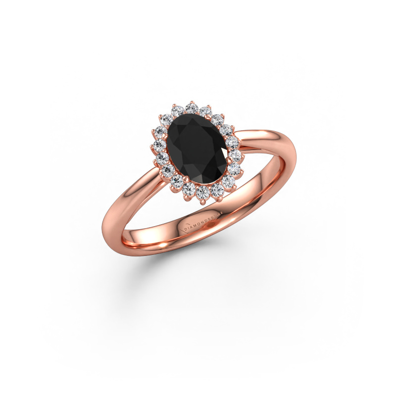 Immagine di Anello di fidanzamento Tilly ovl 1 585 oro rosa Diamante nero 1.185 crt