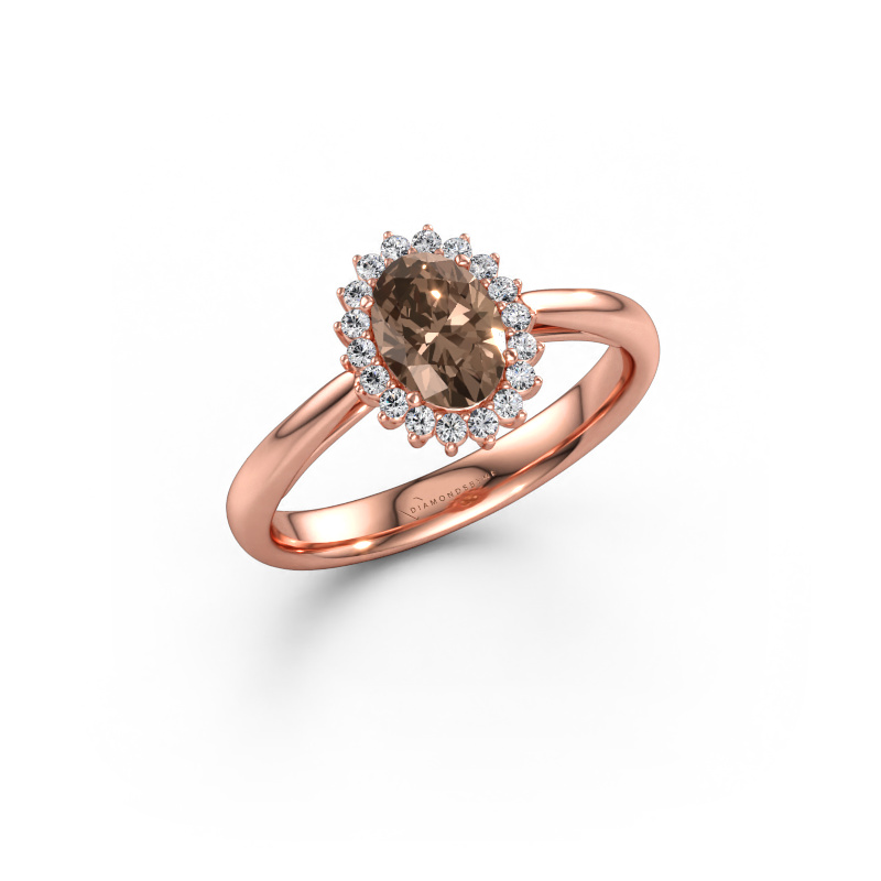 Image of Engagement ring Tilly ovl 1 585 rose gold Brown diamond 0.835 crt