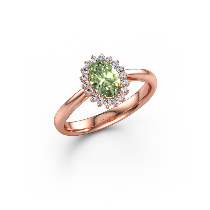 Immagine di Anello di fidanzamento Tilly ovl 1 585 oro rosa Diamante lab grown verde 7x5 mm