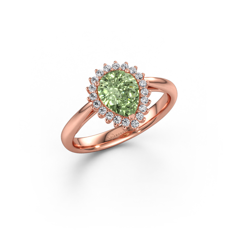 Immagine di Anello di fidanzamento Tilly per 1 585 oro rosa Diamante lab grown verde 8x6 mm