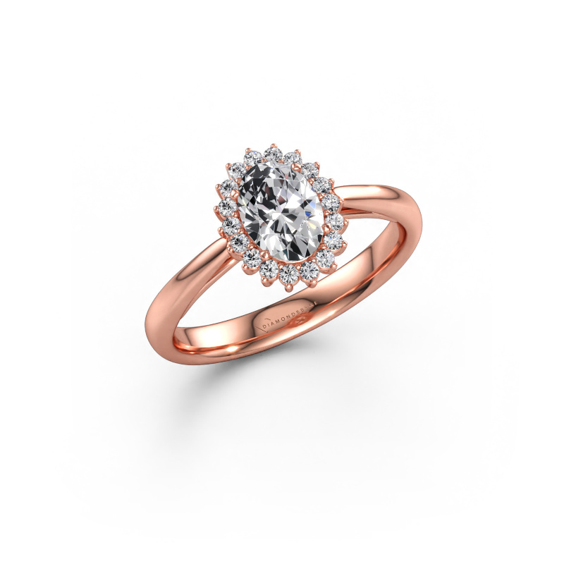 Immagine di Anello di fidanzamento Tilly ovl 1 585 oro rosa Zirconia cubica 7x5 mm