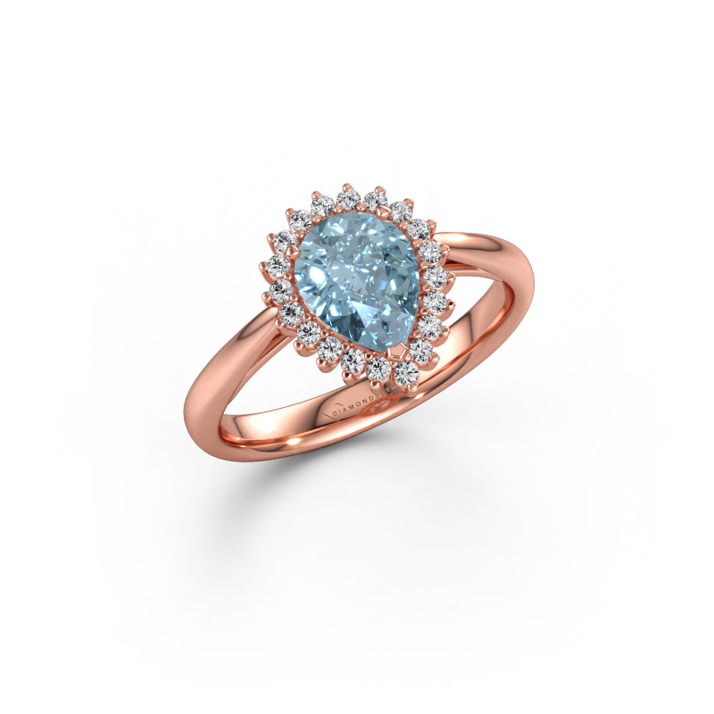 Immagine di Anello di fidanzamento Tilly per 1 585 oro rosa Diamante lab grown blu 8x6 mm