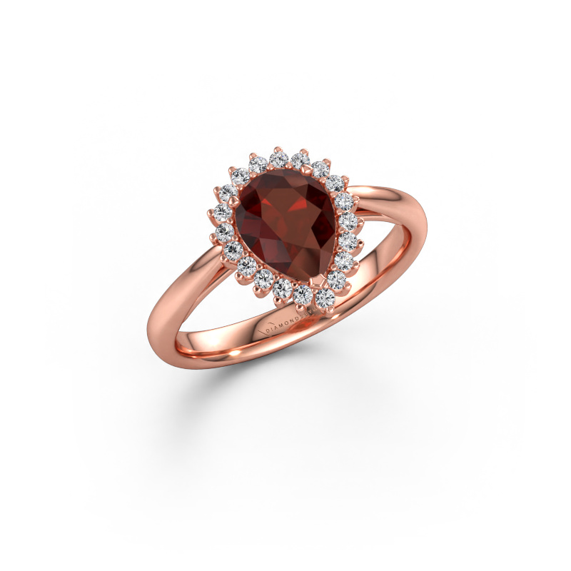 Immagine di Anello di fidanzamento Tilly per 1 585 oro rosa Granato 8x6 mm