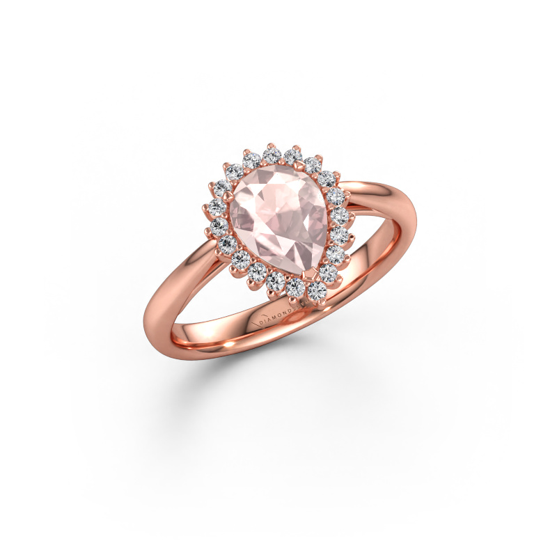 Immagine di Anello di fidanzamento Tilly per 1 585 oro rosa Morganite champagne 8x6 mm