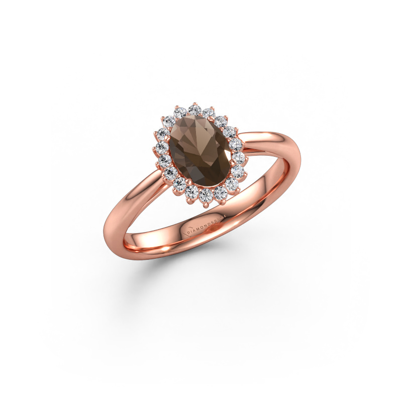 Bild av Förlovningsring Tilly ovl 1 585 roséguld Rökkvarts 7x5 mm